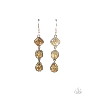 Reflective Rhinestones Brown Earring